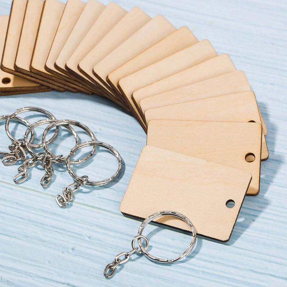 60pcs Blank Wooden Key Chains  - Wood Ring Blank 评论和价格