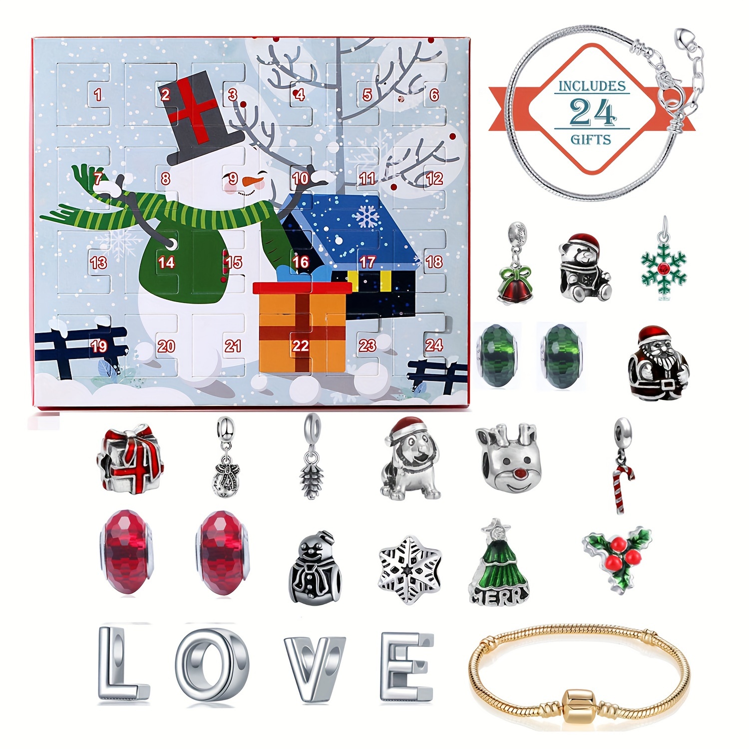 Snowman Christmas Advent Calen - Resin Jewelry Kit 评论和价格