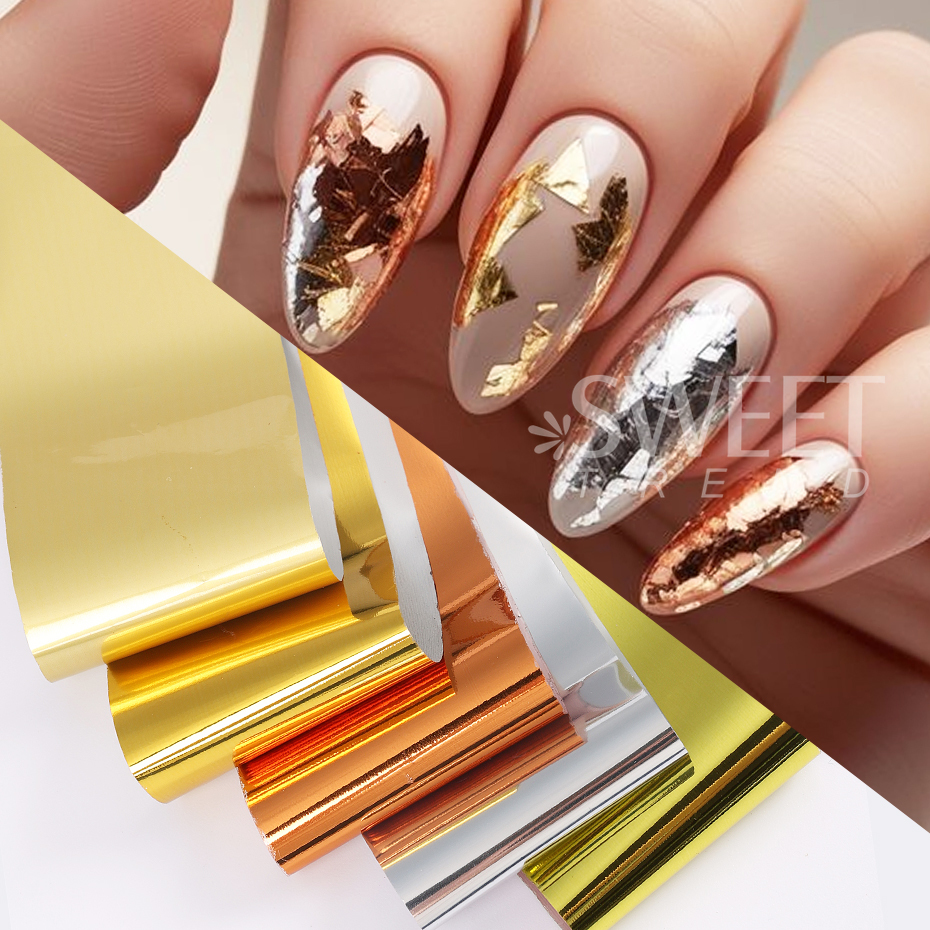 10pcs Metallic Nail Transfer F - Gold Foil Flakes 评论和价格