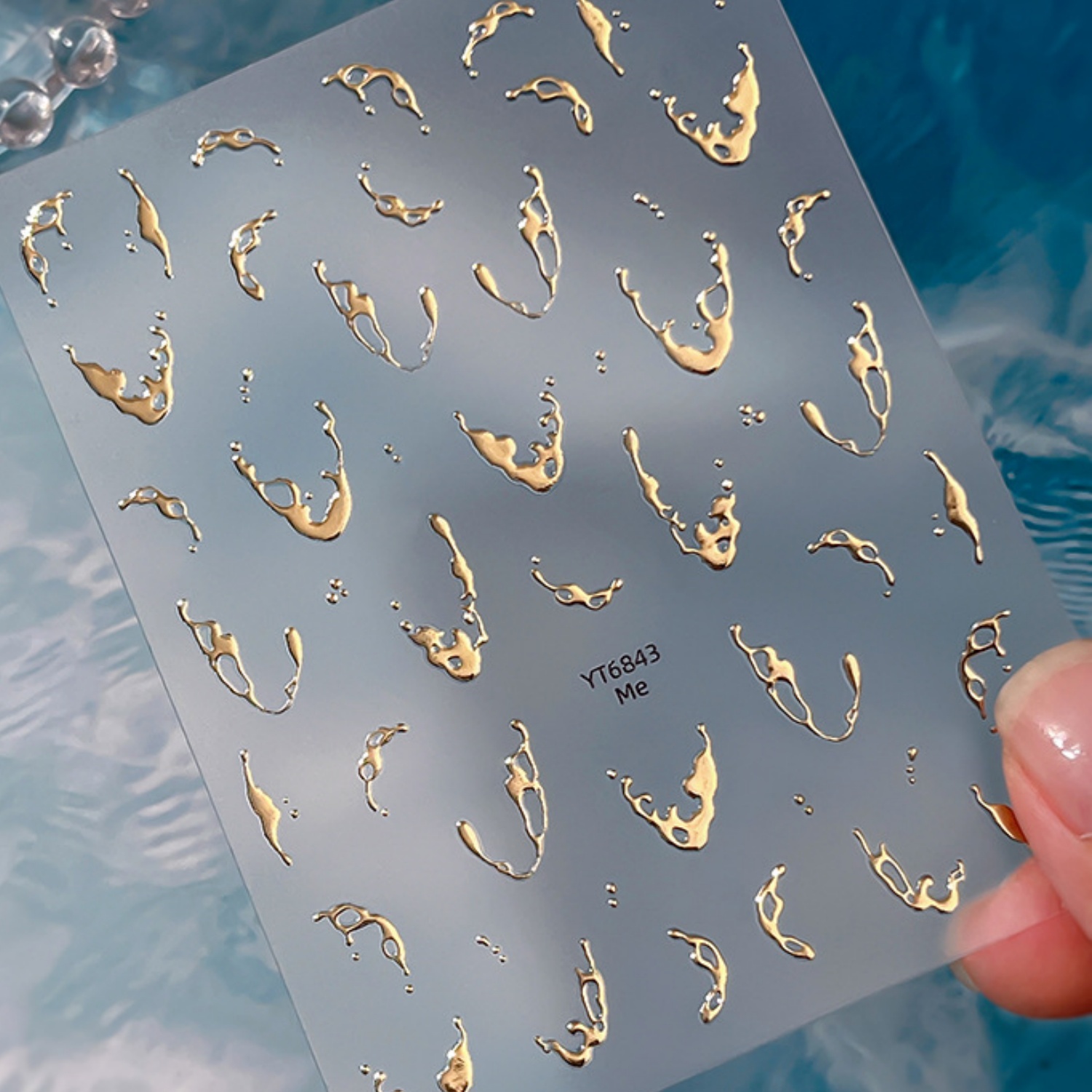 Gold Foil Water Splash 5D Nail - Gold Foil Flakes 评论和价格
