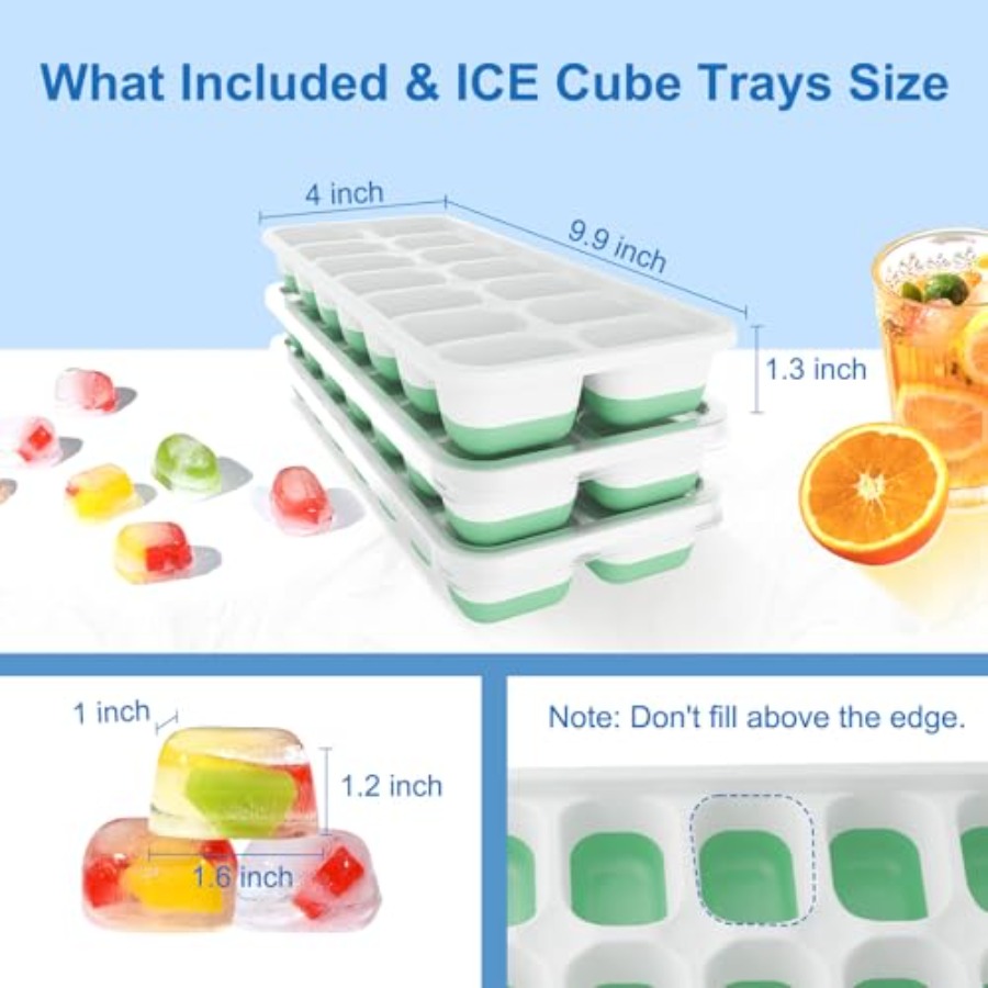 Ice Cube Tray with Lid, 3 Pack - Silicone Mold Tray 评论和价格