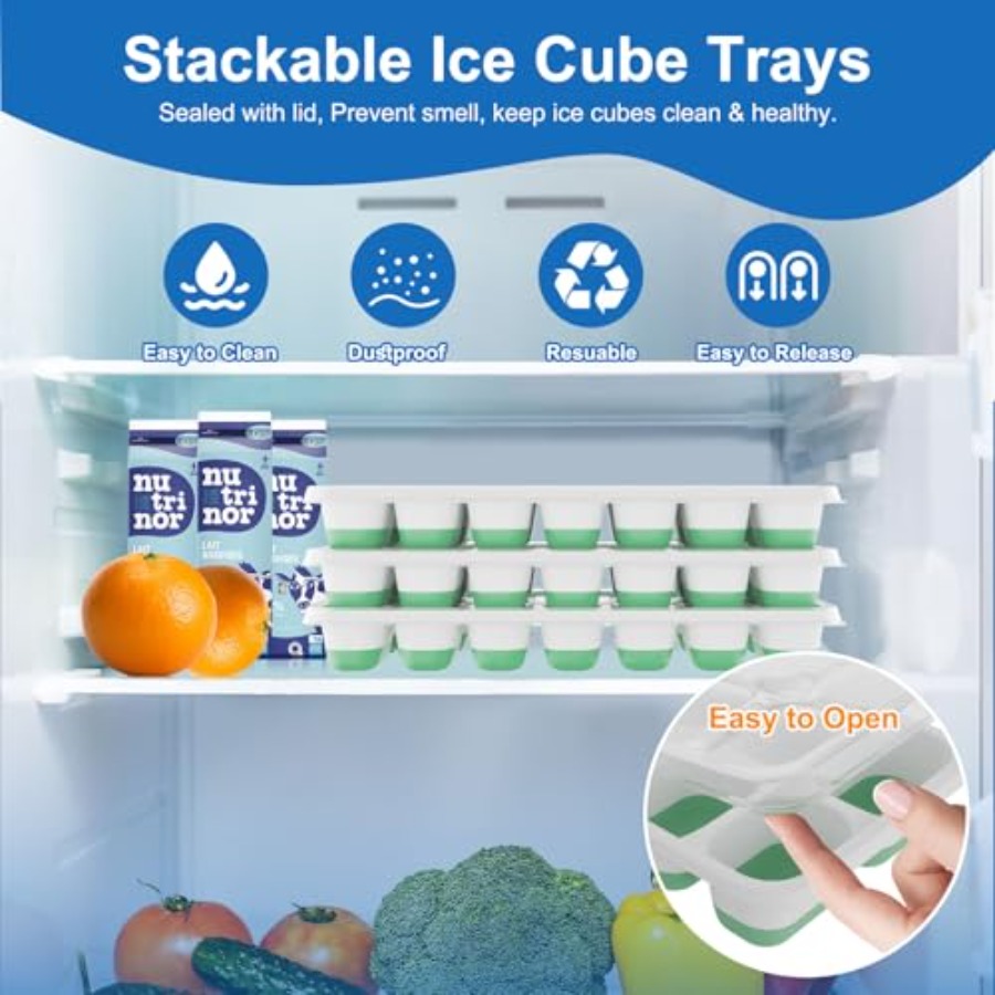 Ice Cube Tray with Lid, 3 Pack - Silicone Mold Tray 评论和价格