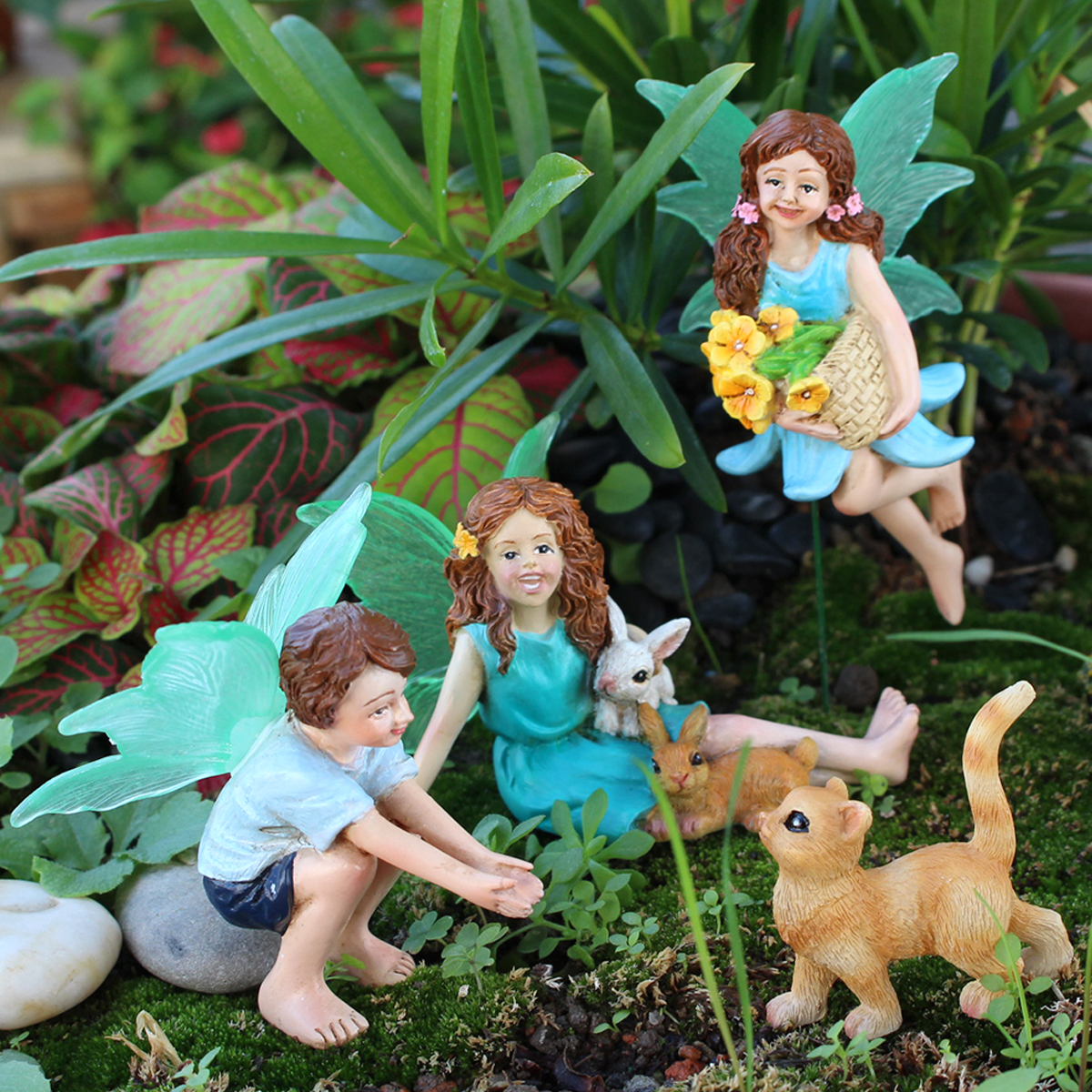 4pc Flower Fairy and Animal Pa - Resin Craft Material 评论和价格