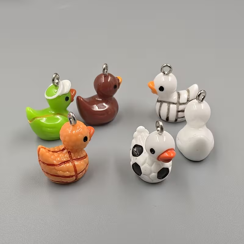 10pcs Cute Sports Duck Charms, - Resin Crafts Diy 评论和价格