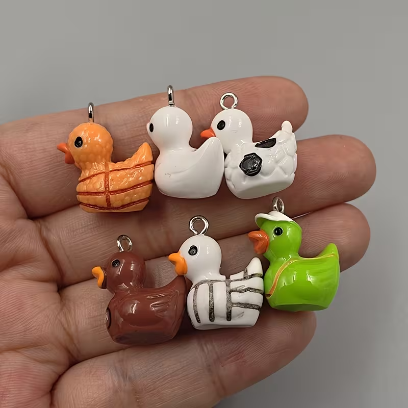 10pcs Cute Sports Duck Charms, - Resin Crafts Diy 评论和价格