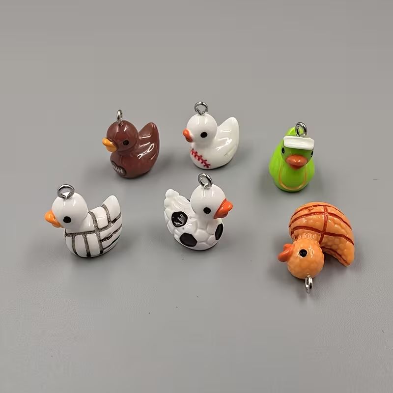 10pcs Cute Sports Duck Charms, - Resin Crafts Diy 评论和价格