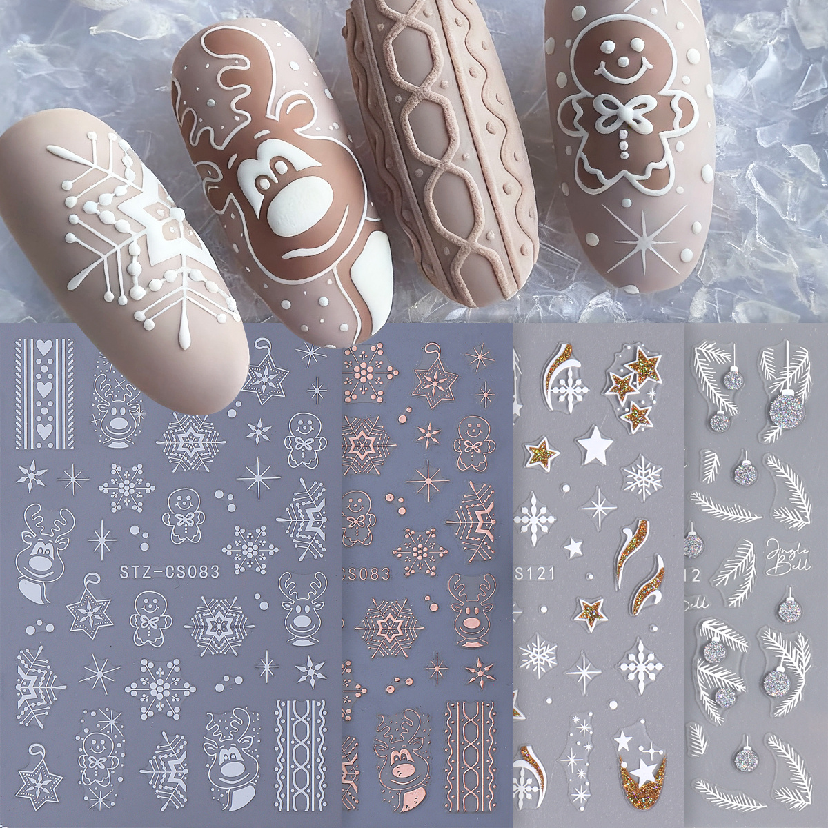 4pcs Winter Cartoon Christmas  - Gold Foil Flakes 评论和价格