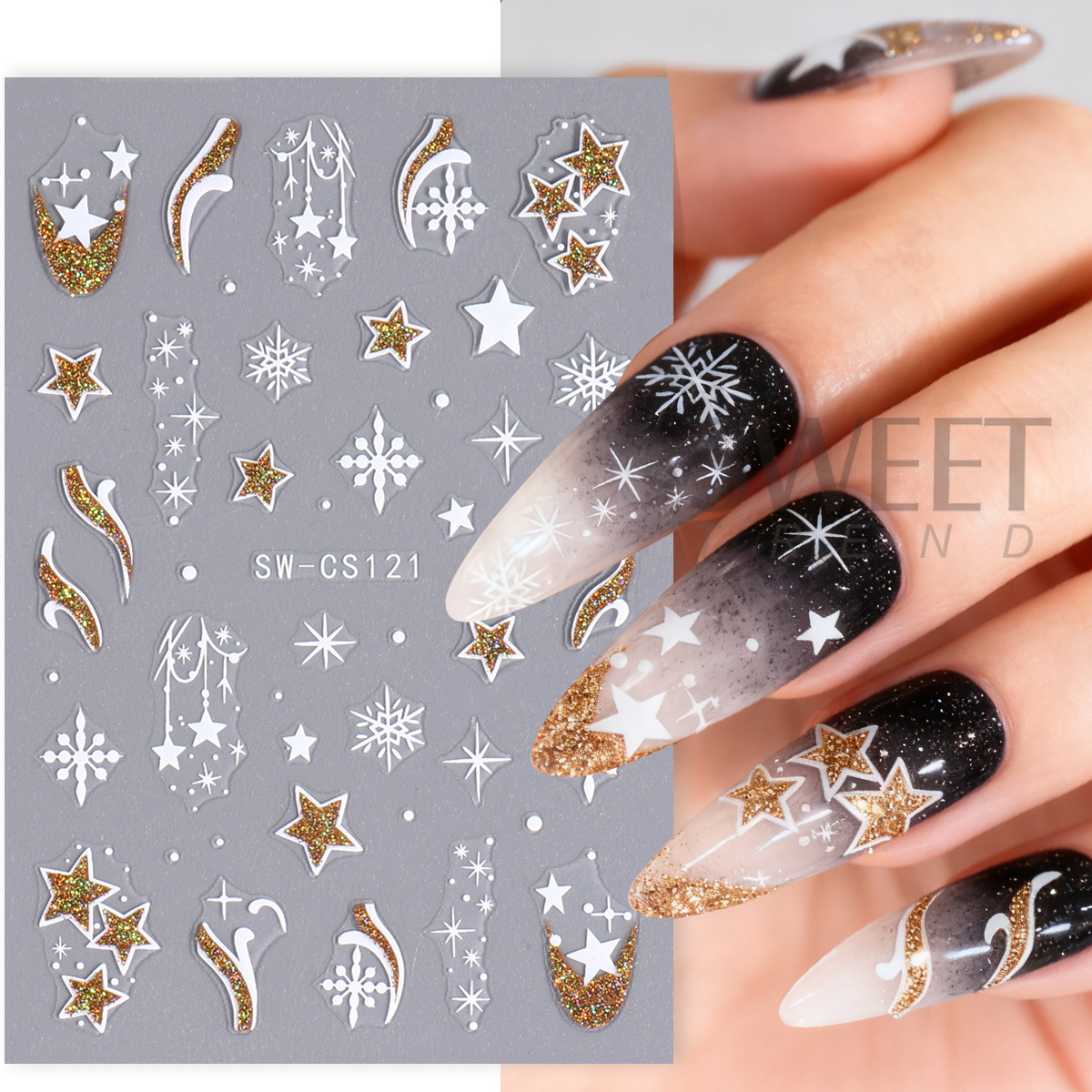 4pcs Winter Cartoon Christmas  - Gold Foil Flakes 评论和价格