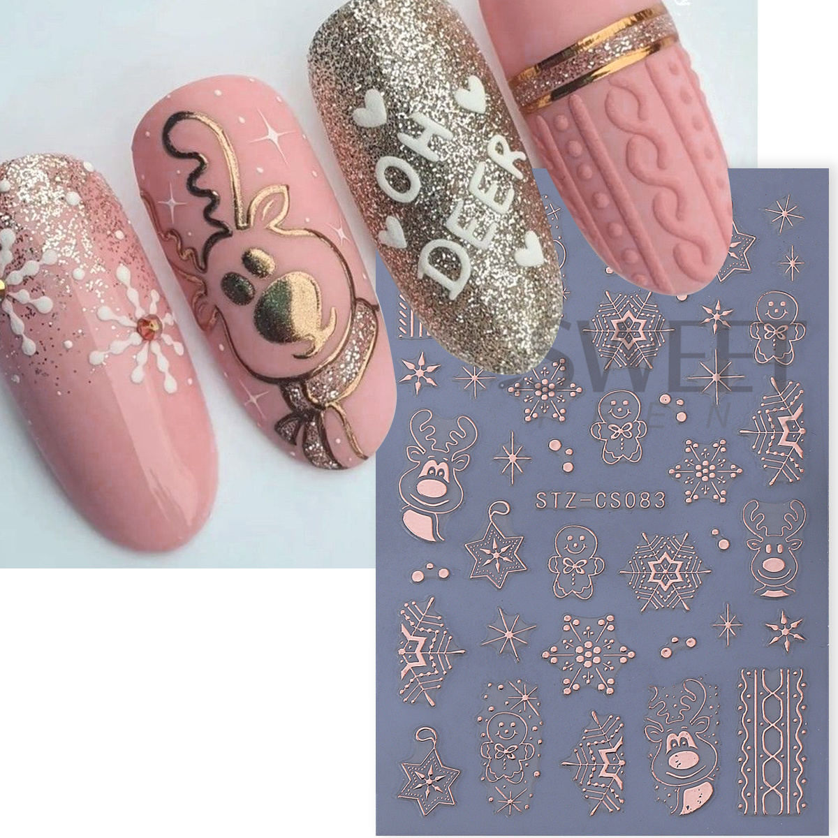 4pcs Winter Cartoon Christmas  - Gold Foil Flakes 评论和价格