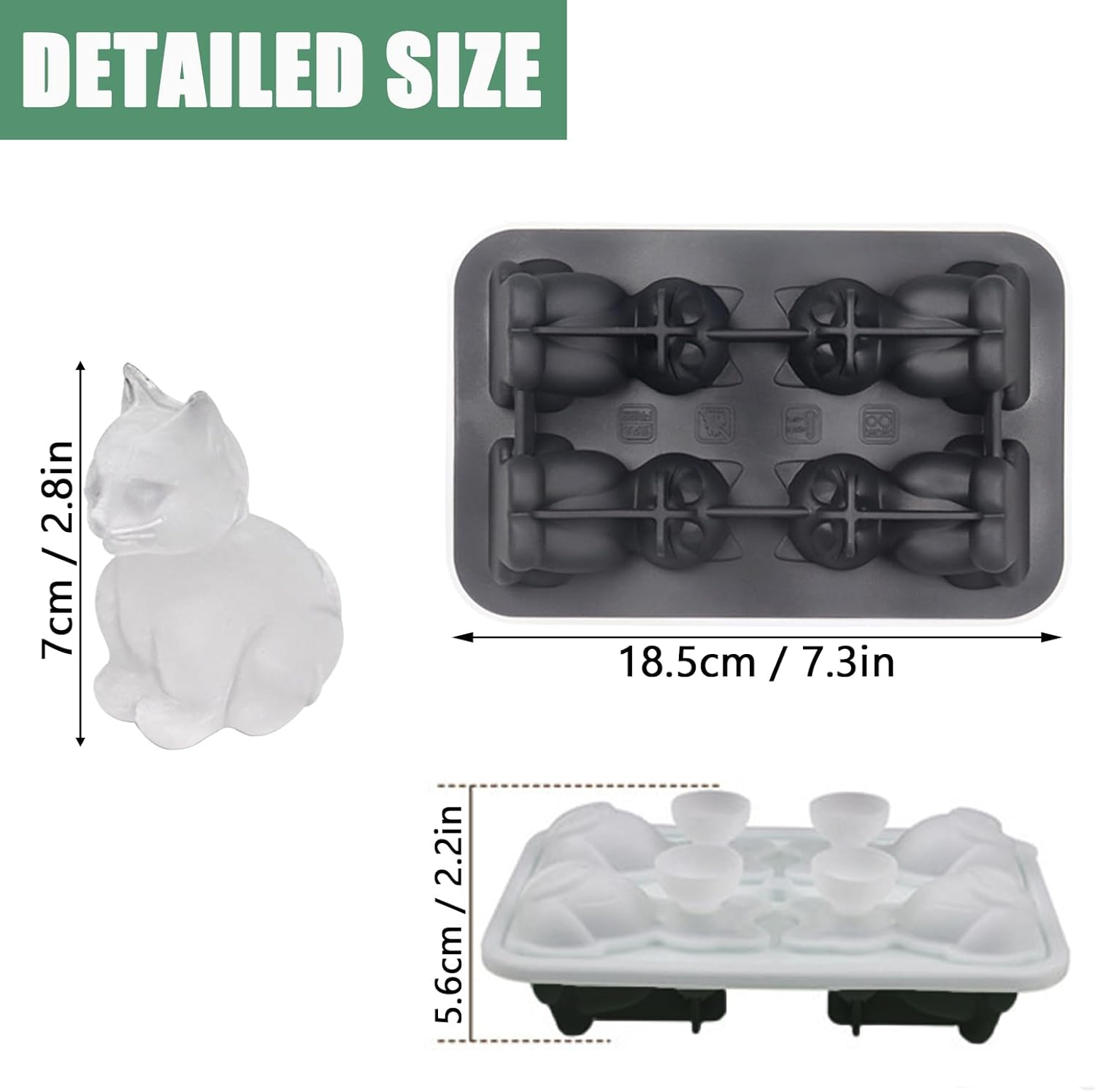 3D Cat Ice Cube Mold, Admaison - Silicone Mold Tray 评论和价格