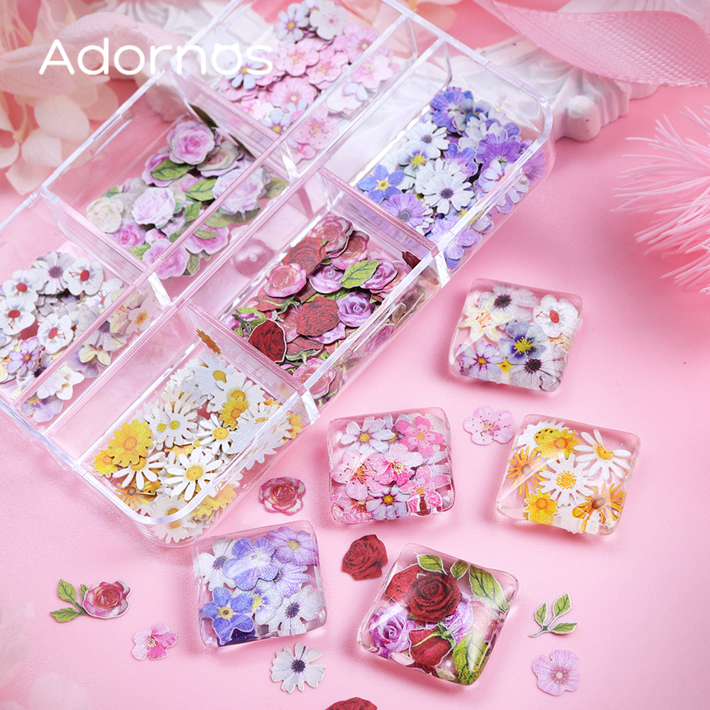 6 Grids Flowers Wood Pulp Chip - Resin Craft Ideas 评论和价格