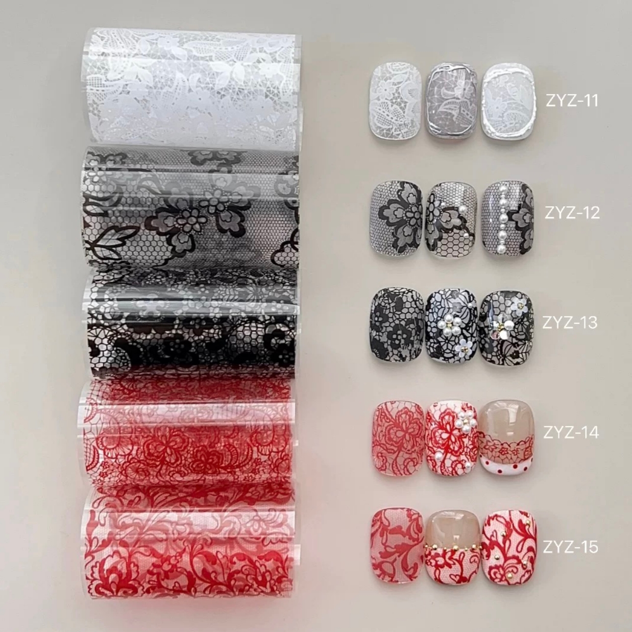 10 Rolls Red Lace Nail Foils f - Gold Foil Flakes 评论和价格